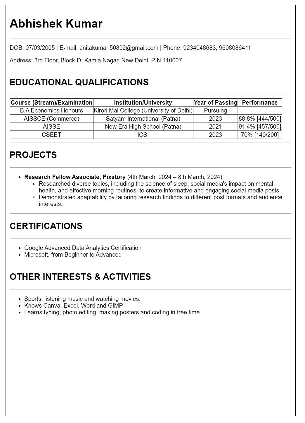 resume